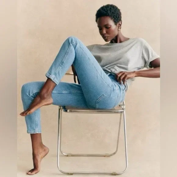 ✨Sezane Slim Parfait Sz 38/US 6 Jeans In Light Blue Wash✨ - Picture 3 of 10